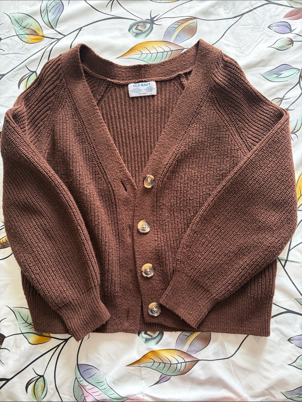 Old Navy Brown Button-Front V-Neck Knit Cardigan